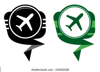 Airplane - black and green map pointer