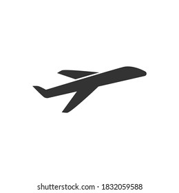 Airplane black icon. Plane symbol vector illustration isolated on white.