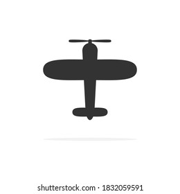 Airplane black icon. Plane symbol vector illustration isolated on white.