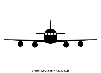 Airplane black icon. Vector illustration isolated on white background
