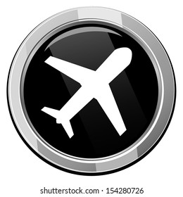 Airplane - black round icon