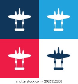 Conjunto de iconos mínimo de cuatro colores para la forma negra azul y rojo