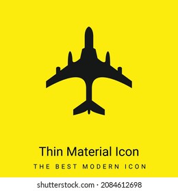Airplane Black Shape From Top View minimal bright yellow material icon