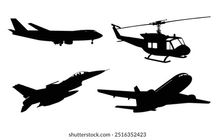 airplane Black silhouette on white background