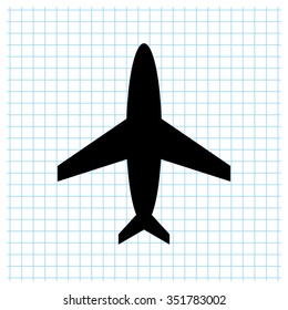 Airplane - black vector icon