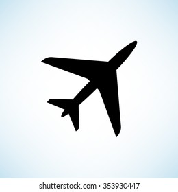 Airplane -  black vector icon