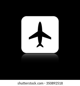 Airplane - black vector icon on the white button