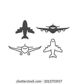 Airplane black vector line and glyph. Airline simple icon set.