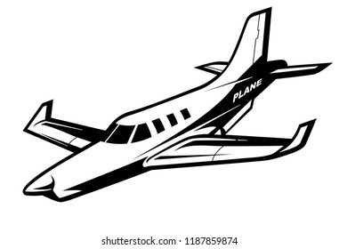 Airplane, black and white.
