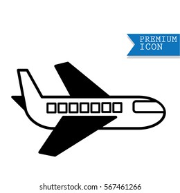 Airplane black and white icon
