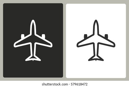 Airplane - black and white icons. Vector illustration.
