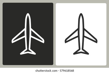 Airplane - black and white icons. Vector illustration.
