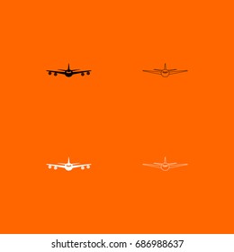 Airplane black and white set icon .