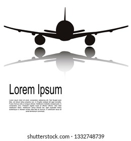 Airplane in black and white. Vector. 