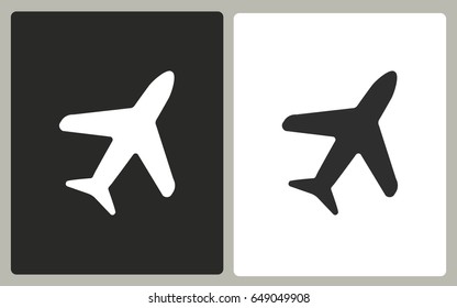 Airplane - black and white vector icons. Illustration isolated for graphic and web design.