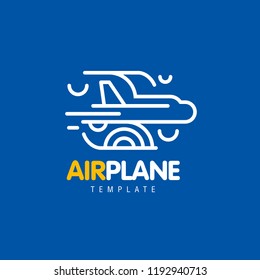 Airplane blue flight logo lines theme