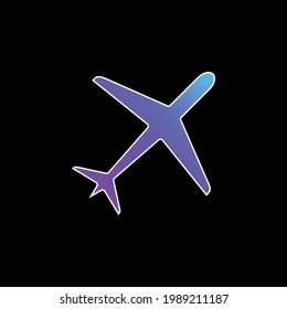 Airplane blue gradient vector icon