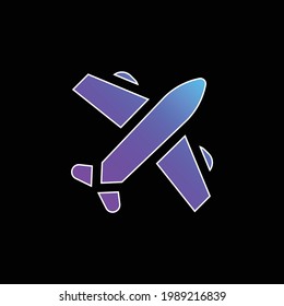 Blaues Farbverlauf-Vektorsymbol des Flugzeugs