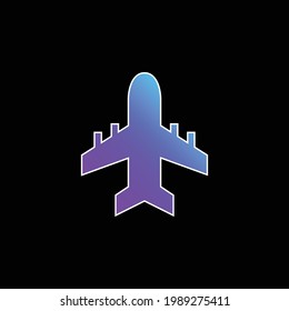 Blaues Farbverlauf-Vektorsymbol des Flugzeugs