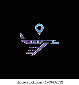 Airplane blue gradient vector icon