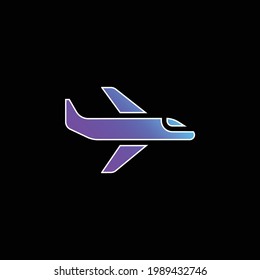 Icono del vector de gradiente azul del avión
