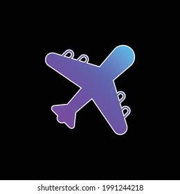 Blaues Farbverlauf-Vektorsymbol des Flugzeugs