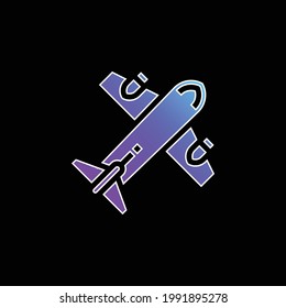 Icono del vector de gradiente azul del avión
