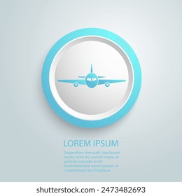 Airplane blue icon design in modern flat style sign