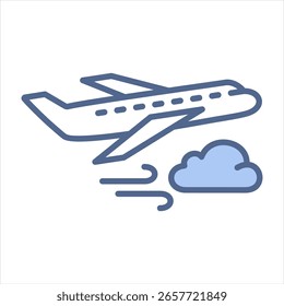 Airplane Blue Icon Vector Illustration