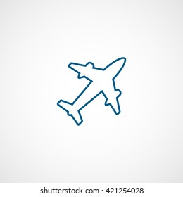 Airplane Blue Line Icon On White Background