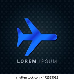 Airplane Blue metallic chromium precious Icon / Logo Design