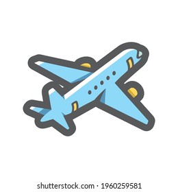 Airplane Blue Plane Vector icon Cartoon illustration