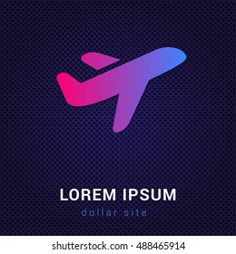 Airplane Blue & Red colorful gradient attractive bright material Icon / Logo Design