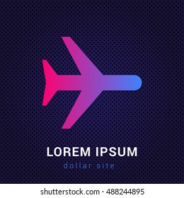 Airplane Blue & Red colorfull gradient attractive bright material Icon / Logo Design
