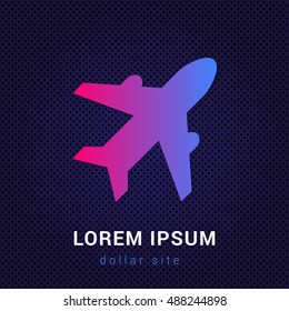 Airplane Blue & Red colorfull gradient attractive bright material Icon / Logo Design