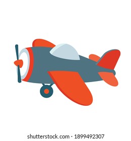 Airplane in blue and red colors. Vector, white background, isolated.
