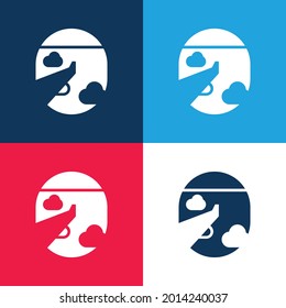 Airplane blue and red four color minimal icon set