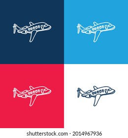 Airplane blue and red four color minimal icon set