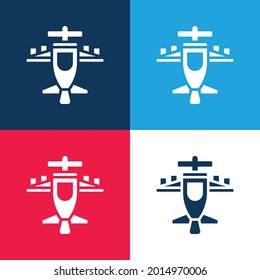 Airplane blue and red four color minimal icon set