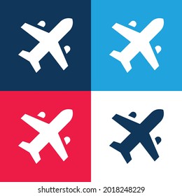 Airplane blue and red four color minimal icon set