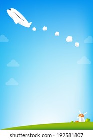 Airplane and blue Sky background