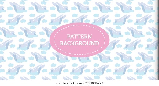 Airplane with blue sky pattern design isolated on white background