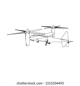 Airplane blueprint. Outline aircraft on isolated background. Vector illustration. Aviation drawing blueprint, plane sketch graphic