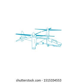 Airplane blueprint. Outline aircraft on isolated background. Vector illustration. Aviation drawing blueprint, plane sketch graphic