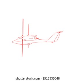 Airplane blueprint. Outline aircraft on isolated background. Vector illustration. Aviation drawing blueprint, plane sketch graphic