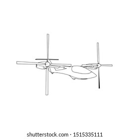 Airplane blueprint. Outline aircraft on isolated background. Vector illustration. Aviation drawing blueprint, plane sketch graphic