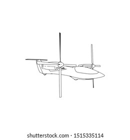 Airplane blueprint. Outline aircraft on isolated background. Vector illustration. Aviation drawing blueprint, plane sketch graphic