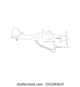 Airplane blueprint. Outline aircraft on isolated background. Vector illustration. Aviation drawing blueprint, plane sketch graphic