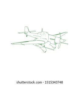 Airplane blueprint. Outline aircraft on isolated background. Vector illustration. Aviation drawing blueprint, plane sketch graphic