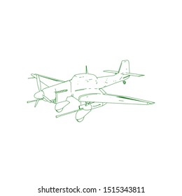 Airplane blueprint. Outline aircraft on isolated background. Vector illustration. Aviation drawing blueprint, plane sketch graphic